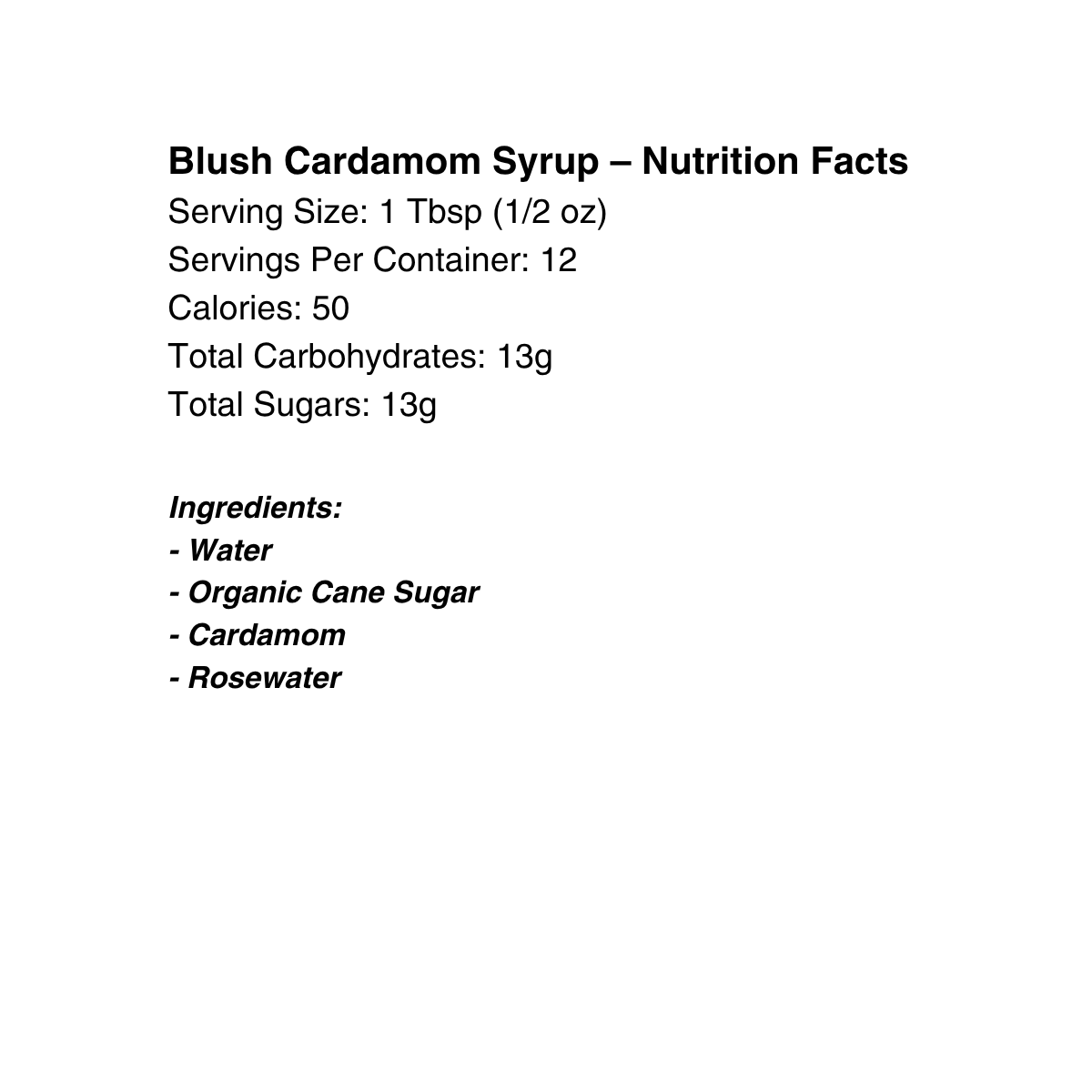 Cardamom Rose--Natural Beverage Syrup