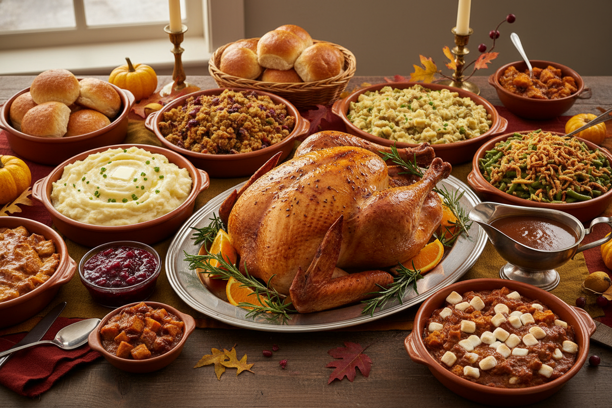 whole turkey dinner with side dishes